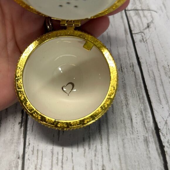 Mr. Christmas Blue Porcelain Egg Music Box Ornament Trinket WORKS - Picture 6 of 7